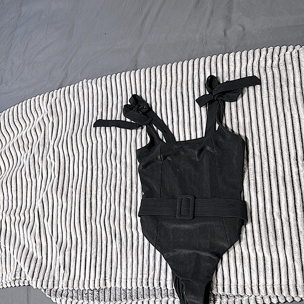 Beach Riot Black Belted One-Piece Swimsuit
